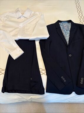 Appaman Navy Suit Jacket & Trousers with White Dress Shirt